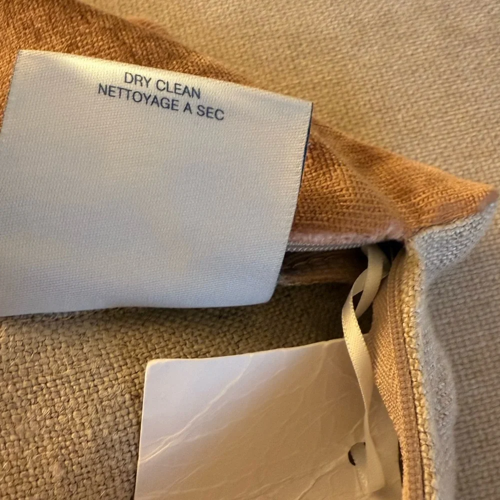 Williams Sonoma Blush and  Beige Linen Lumbar Pillow Covers Set
